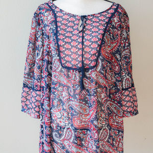 Hannah Paisley Three Quarter Sleeve Top